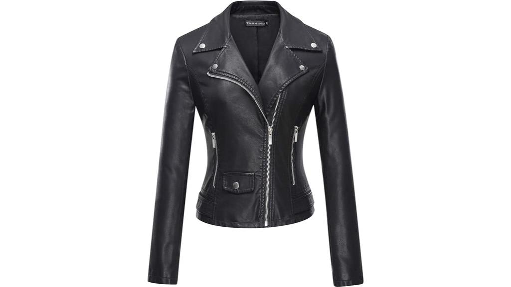women s faux leather biker jacket