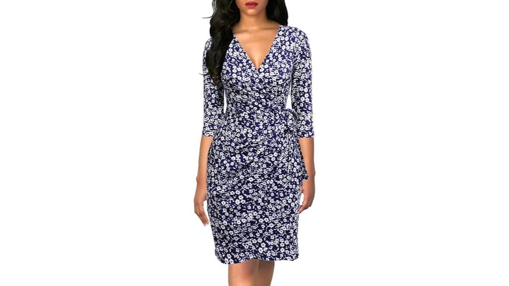 women s v neck 3 4 sleeve dress