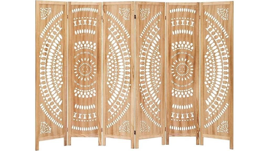 wooden six panel room divider