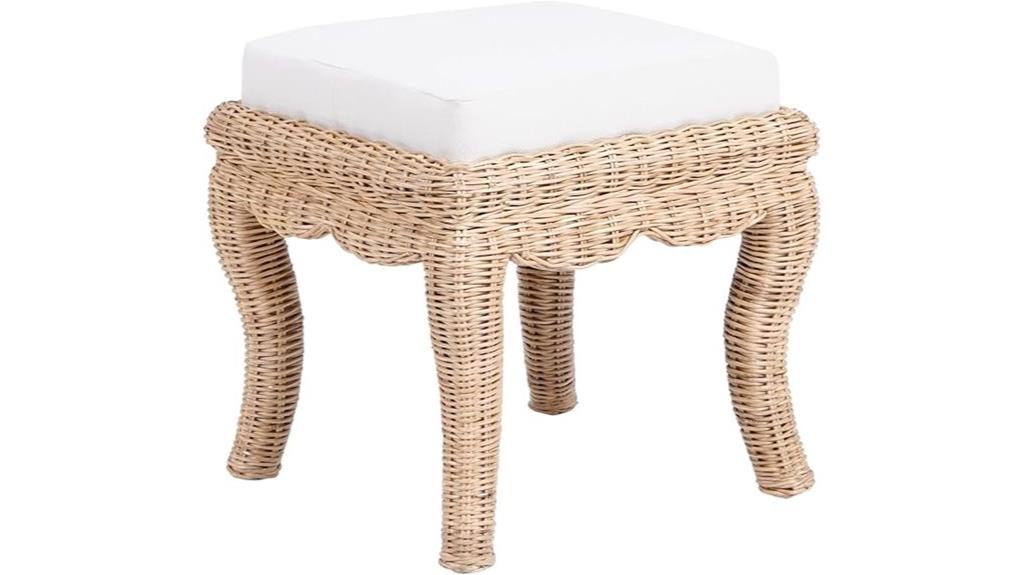 woven rattan vanity stool