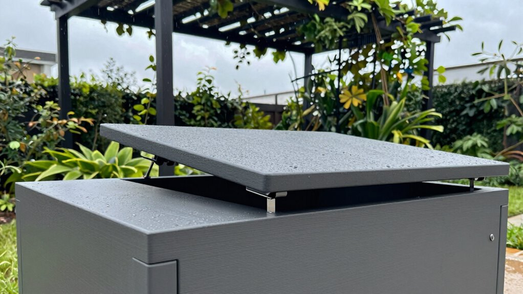 outdoor storage bench features