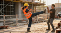 Worker Saves Colleague with Flying Kick from Electric Shock