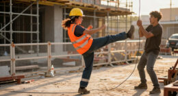 Worker Saves Colleague with Flying Kick from Electric Shock